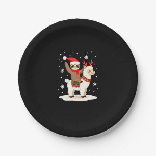 Alpaca Sloth Christmas (2) Paper Plates