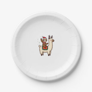 Alpaca Sloth Christmas (2) Paper Plates