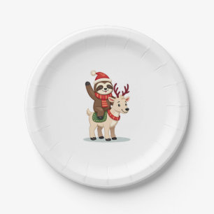 Alpaca Sloth Christmas (2) Paper Plates
