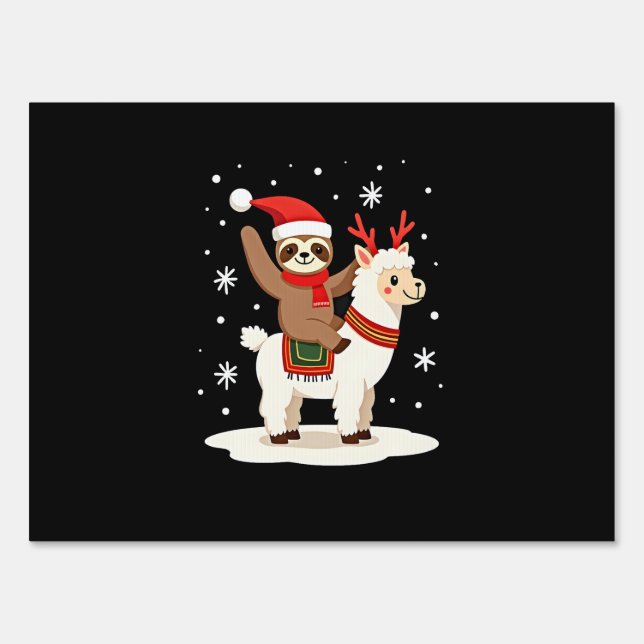 Alpaca Sloth Christmas (2) Sign (Front)