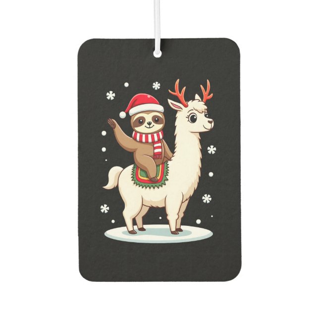 Alpaca Sloth Christmas (3) Air Freshener (Front)