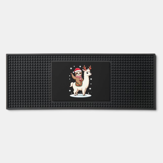 Alpaca Sloth Christmas (3) Bar Mat (Front)