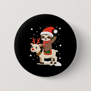 Alpaca Sloth Christmas (3) Button