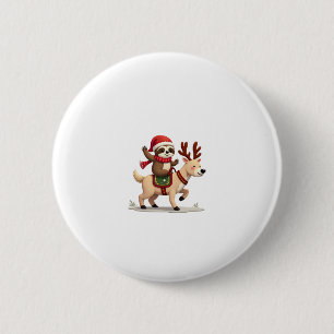Alpaca Sloth Christmas (3) Button