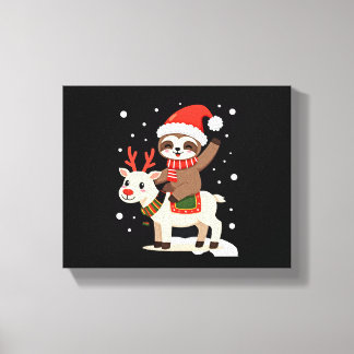 Alpaca Sloth Christmas (3) Canvas Print