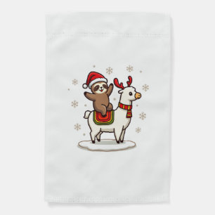 Alpaca Sloth Christmas (3) Garden Flag