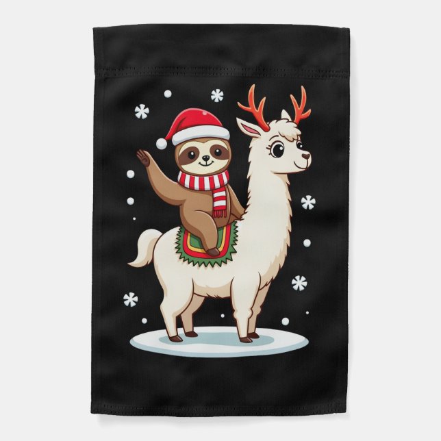 Alpaca Sloth Christmas (3) Garden Flag (Front)