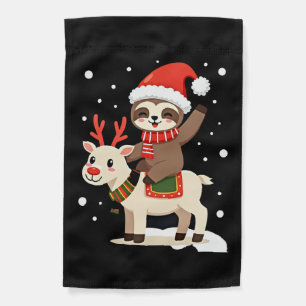 Alpaca Sloth Christmas (3) Garden Flag
