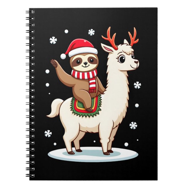 Alpaca Sloth Christmas (3) Notebook (Front)