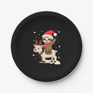 Alpaca Sloth Christmas (3) Paper Plates