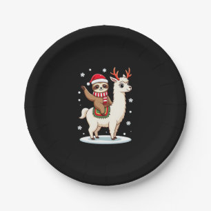 Alpaca Sloth Christmas (3) Paper Plates