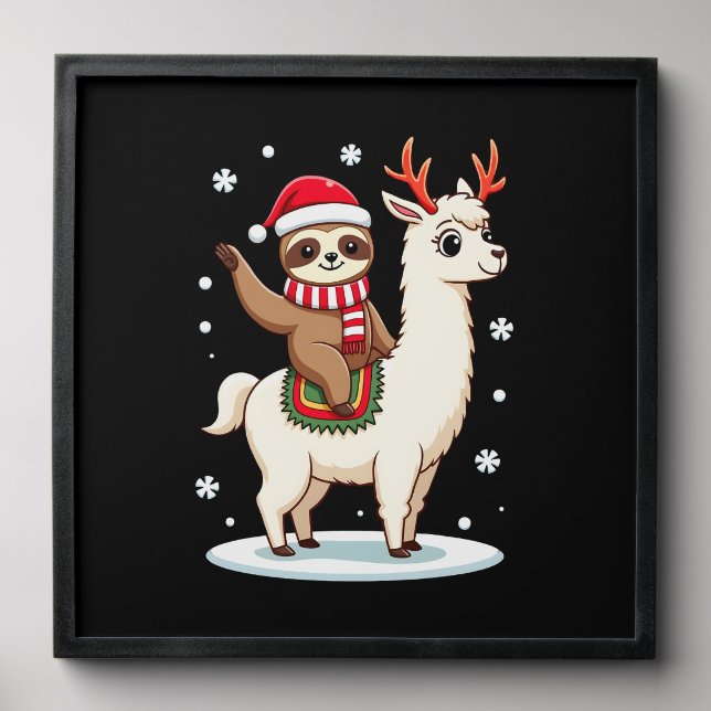 Alpaca Sloth Christmas (3) Peel And Stick Photo Tile (Front Set)