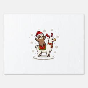 Alpaca Sloth Christmas (3) Sign