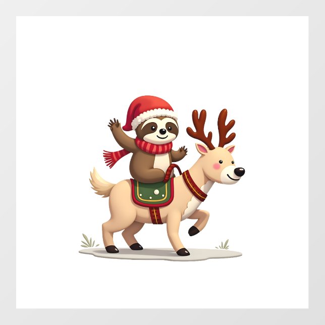 Alpaca Sloth Christmas (3) Wall Decal (Front)