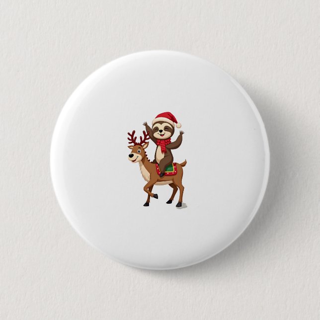 Alpaca Sloth Christmas (4) Button (Front)