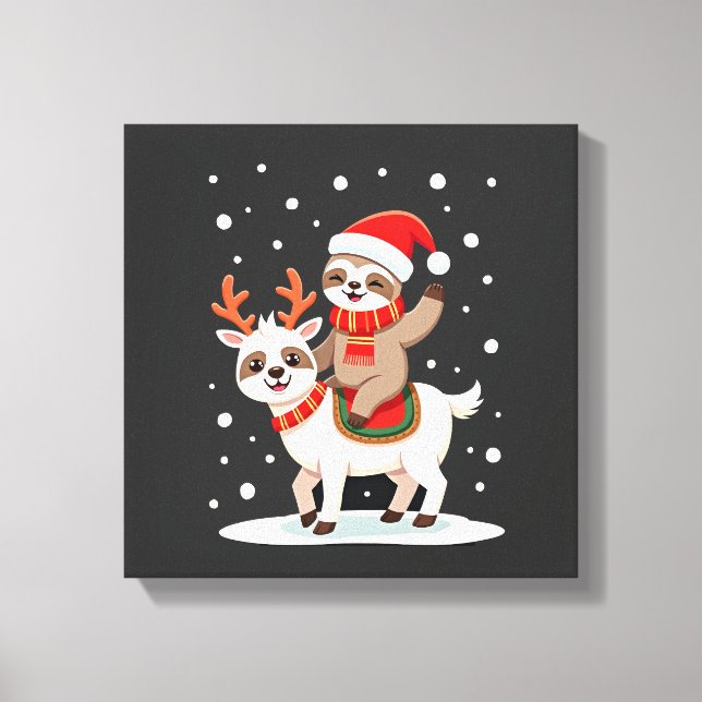 Alpaca Sloth Christmas (4) Canvas Print (Front)
