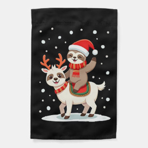 Alpaca Sloth Christmas (4) Garden Flag