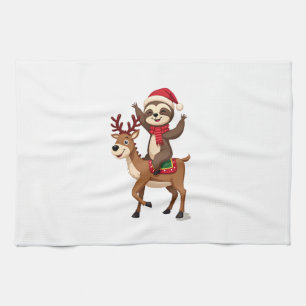 Alpaca Sloth Christmas (4) Kitchen Towel