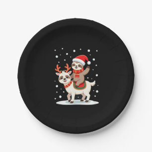 Alpaca Sloth Christmas (4) Paper Plates