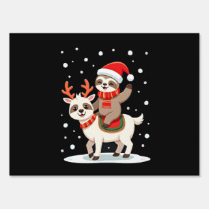 Alpaca Sloth Christmas (4) Sign