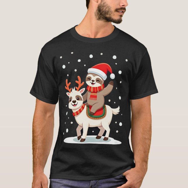 Alpaca Sloth Christmas (4) T-Shirt (Front)