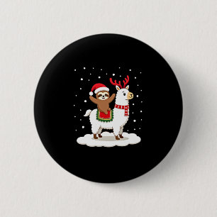 Alpaca Sloth Christmas Button