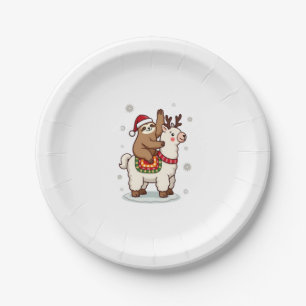 Alpaca Sloth Christmas Paper Plates
