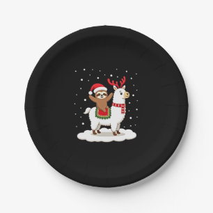 Alpaca Sloth Christmas Paper Plates