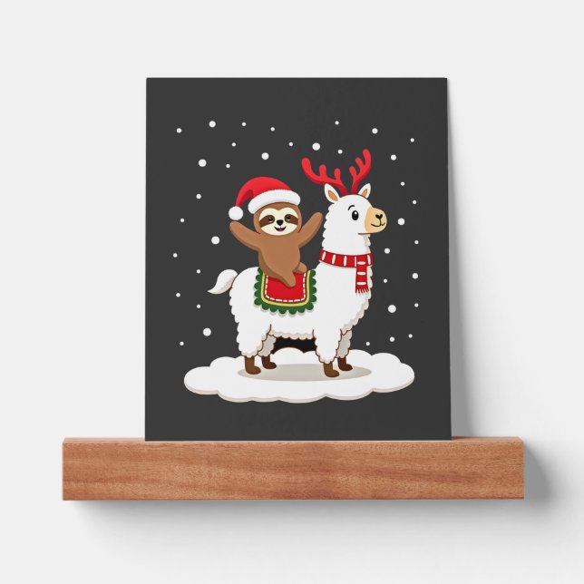 Alpaca Sloth Christmas Picture Ledge (Front)
