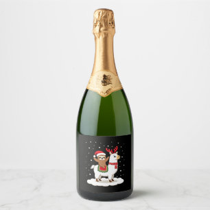 Alpaca Sloth Christmas Sparkling Wine Label