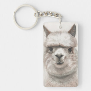 Alpaca Smiles Personalize 2 sided Keychain Bag Tag