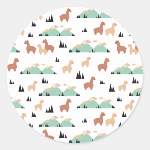 Alpaca Spring Garden Classic Round Sticker