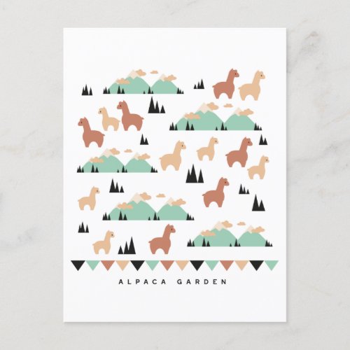 Alpaca Spring Garden Postcard
