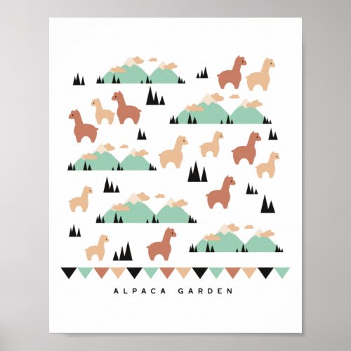 Alpaca Spring Garden Poster