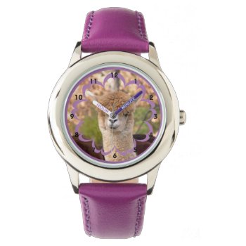 Alpaca Stainless Steel Purple Watch by WalnutCreekAlpacas at Zazzle