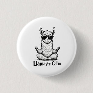 Alpaca Stay Calm Llamaste LLama Yoga Funny  Button