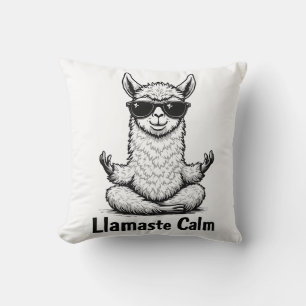 Alpaca Stay Calm Llamaste LLama Yoga Funny  Throw Pillow