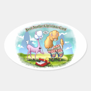 ALPACA SWEATER by Jeff Willis Art Oval Sticker