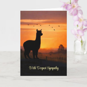 Alpaca Sympathy Loss Silhouetted Sunset Country Card