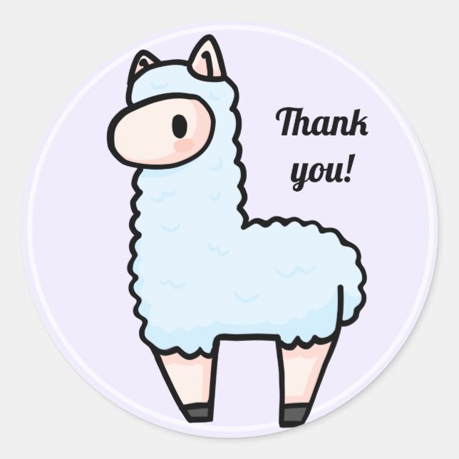 Alpaca thank you classic round sticker (Front)