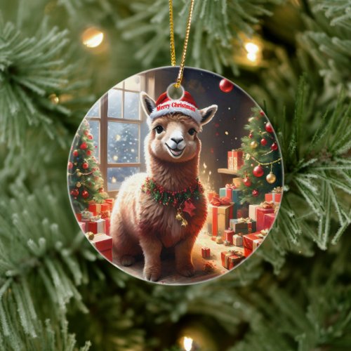 "Alpaca the Presents: A Christmas Tale" Ceramic Ornament