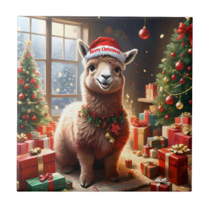 "Alpaca the Presents: A Christmas Tale" Ceramic Tile