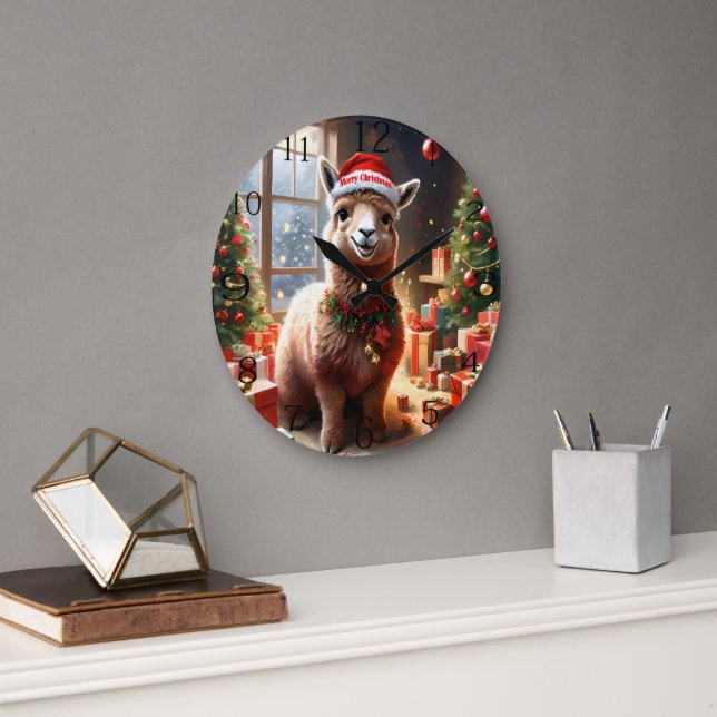 "Alpaca the Presents: A Christmas Tale" Large Clock (Office)