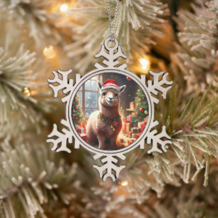 "Alpaca the Presents: A Christmas Tale" Snowflake Pewter Christmas Ornament