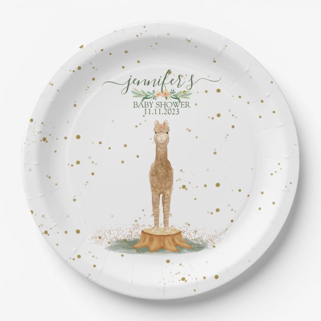 Alpaca Theme Baby Shower Kids Birthday Paper Plates