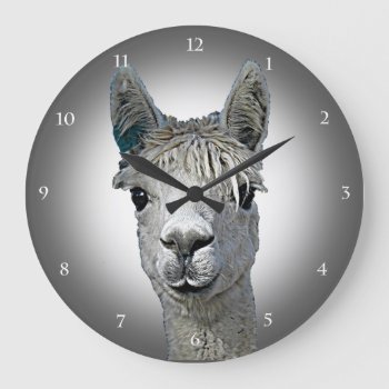 Alpaca Time Large Clock by Youbeaut at Zazzle