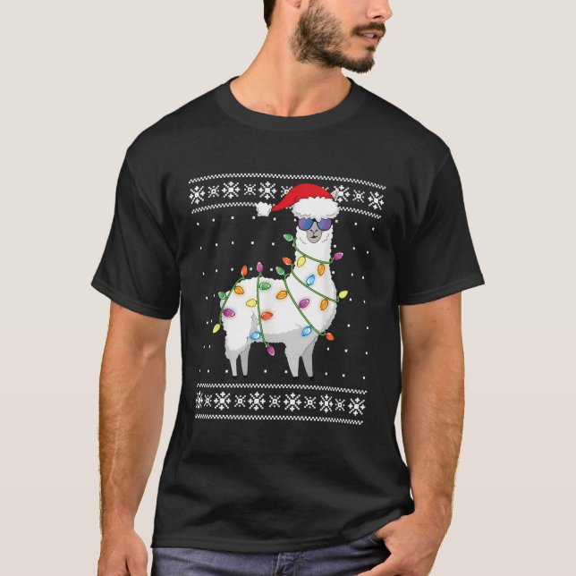 Alpaca Tree Funny Ugly For Christmas T-Shirt (Front)
