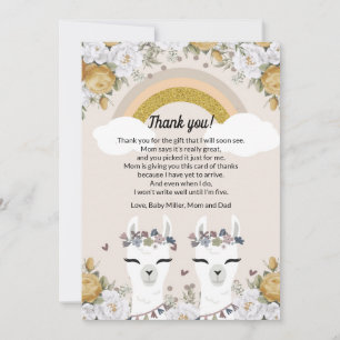 Alpaca Twins Baby Shower Thank You Card