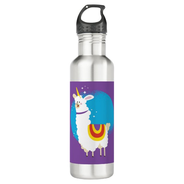 Alpaca Unicorn Stainless Steel Water Bottle (Front)