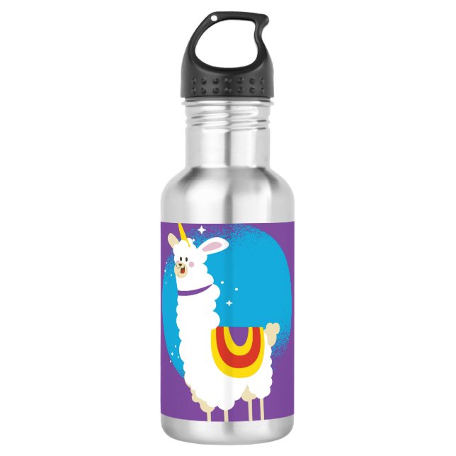 Alpaca Unicorn Stainless Steel Water Bottle (Front)